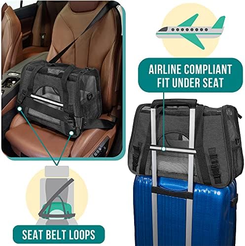 PetAmi Airline Approved Pet Carrier, Cats & Small Dogs, Small, Heather Charcoal
