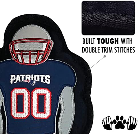 Pets First The 1st Ever Tough but Smooth Dog Toy NFL New England Patriots Football Athletes Player Tough Pet Toy. A Premium Quality Doggie Toy with Built-in Squeaker. Sports Fans Favorite Chew Toy