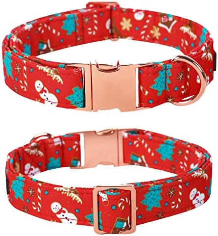 Lionet Paws Christmas Dog Collar with Flower, Dog Flower Collar with Metal Buckle for Dogs and Cats, Adjustable Comfortable Dog Collar Girl Gift, S, Neck 10-16 in