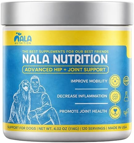Dog Hip and Joint Supplement - with Vitamins, Glucosamine and Chondroitin | Pet Joint Supplement for Mobility and Health | 120 Scoops
