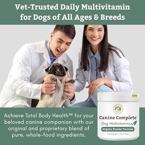 Organic Dog Vitamins, 1 Lb, 45 Scoops | Daily Dog Multivitamin with Prebiotics, Probiotics for Immune Support, Skin Coat, Digestion, & Joint Health - Canine Complete