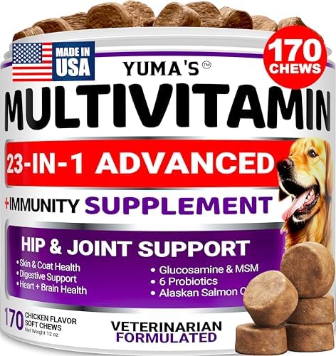 Dog Vitamins and Supplements - 170 Chews - Dog Multivitamin Chewable | Senior & Puppy Multivitamin for Dogs, Hip & Joint Support with Glucosamine, Immune Health, Skin, Heart, Digestion, Probiotics