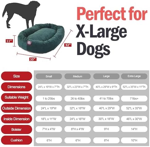 Majestic Pet Micro Velvet Calming Dog Bed, 52 Inch X-Large, Washable, Marine