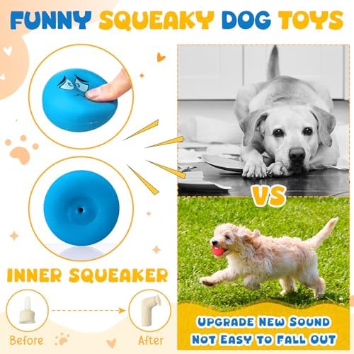 Hungdao 40 Pcs Squeaky Balls for Dogs Soft Rubber Dog Toys,Funny Face | Funny Face Expressions, Latex for Teething Relief, Interactive Fetch Training, Small Medium Breeds, Bulk Pack Value