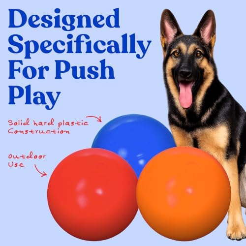 Doggie Dooley Virtually Indestructible Dog Ball - 10 Inch Hard Plastic Interactive Dog Toy for Large Breeds Over 45+ lbs - Built for Herding & Push Play - Floats in Water, Made in USA - Red