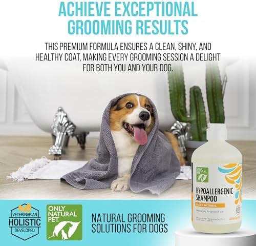 Only Natural Pet Hypoallergenic Shampoo with Aloe & Oatmeal for Dogs - Moisturizing Dog Shampoo and Ultra-Nourishing Care for Dry, Itchy, and Sensitive Skin - 16.9 oz