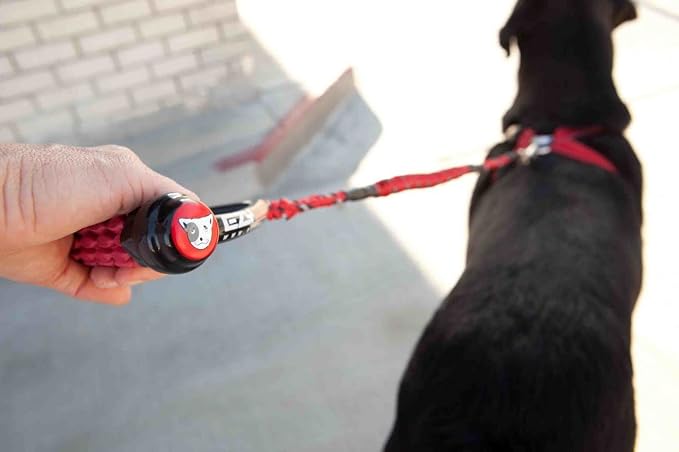 EzyDog Cujo, Short Shock Absorbing Bungee Dog Leash - 25", Red | 6 Inches of Stretch, Short Leash Gives More Control Over Heavy Pullers, Pyramid Pull System, Comfortable Handle