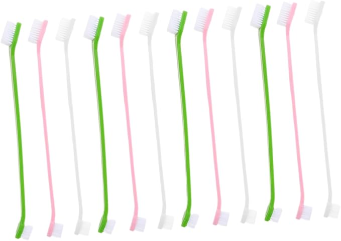 POPETPOP 12pcs Dual- Dog Toothbrush for Pet Oral Care Soft Bristles for Comfortable Teeth Cleaning Suitable for Dogs and Puppies Multi-Color Options