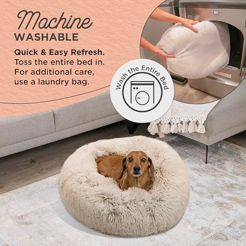 Best Friends by Sheri Calming Donut Dog Bed, Small, Taupe, 23"x23"