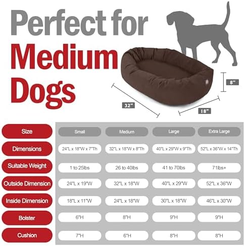 Majestic Pet Suede Calming Dog Bed, 32 Inch Medium, Washable, Chocolate