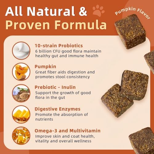 ZEBORA Probiotics for Dogs, Supports Digestive Health, 120 Soft Chews