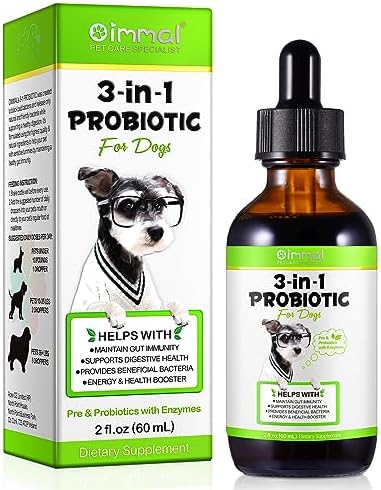 Probiotic for Dogs, Natural 3 in 1 Dog Probiotic Drops Helps Relieve Diarrhea, Supports Gut Health, Itchy Skin, Allergies, Immunity, Digestive Enzyme for Dog Supplement, Bacon Flavor - 60ml / 2 fl.oz