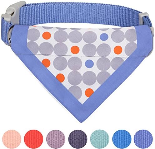 Blueberry Pet Unisex Polka Dots Chilling Summer Blue Cotton Blend Neckerchief Scarf Bandana Adjustable Dog Collar, Medium, Neck 14.5"-20"