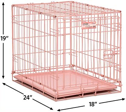 MidWest Homes for Pets Pink Fashion iCrate Starter Kit, 24-inch Dog Crate Bundle for Small Dogs, Includes Crate, Pet Bed, 2 Bowls and Privacy Cover
