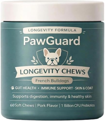 PawGuard French Bulldog Soft Chews, Pork Flavor, 60 Count