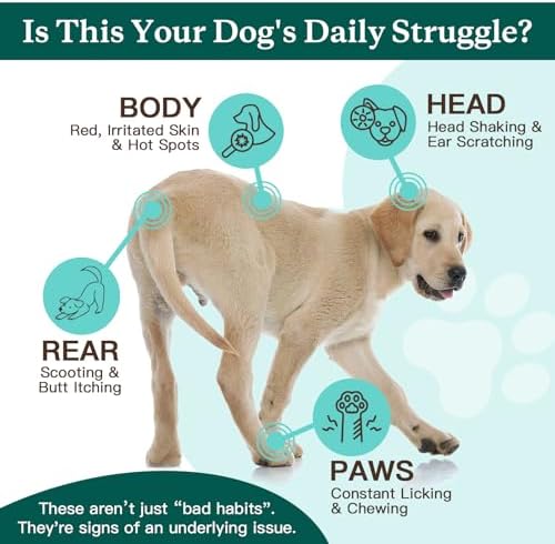 NATURE TARGET Dog Allergy Relief Chews, Skin & Coat Health, 180 Chews