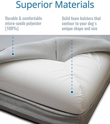 PetFusion BetterLounge Orthopedic Dog Bed | Solid CertiPUR-US Memory Foam, Waterproof liner | Medium / Large & XL | Removable Micro-Suede Cover Available Separately, 1 YR Warr,Grey