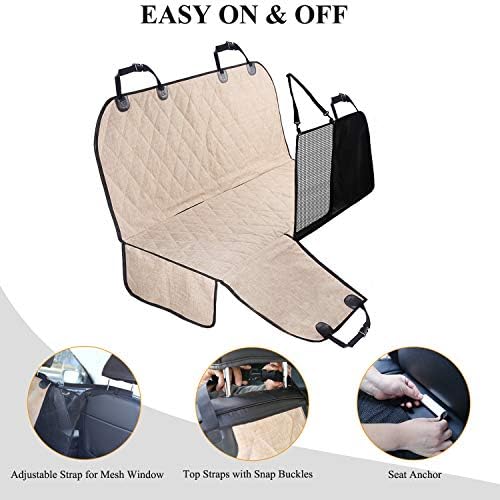 VIVAGLORY Dog Seat Cover Hammock - Heather Khaki, Large