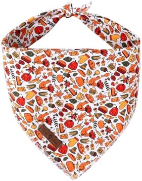 Lionet Paws Cotton Dog Bandanas, Turkey, Pumpkin, Large (Pack of 1), Medium