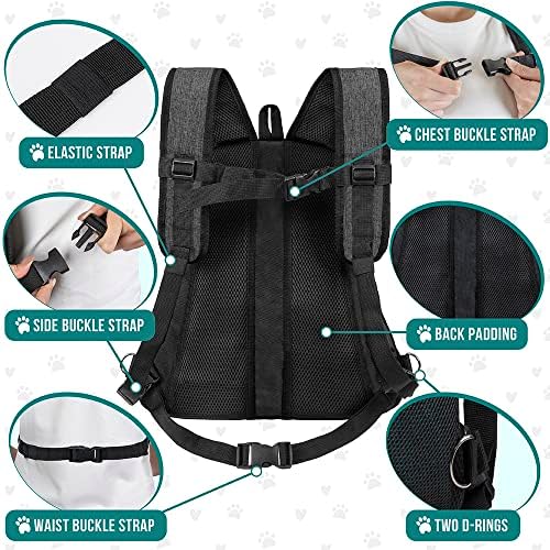 PetAmi Adjustable Dog & Cat Chest Carrier Backpack, Up to 15 lbs, Dark Gray