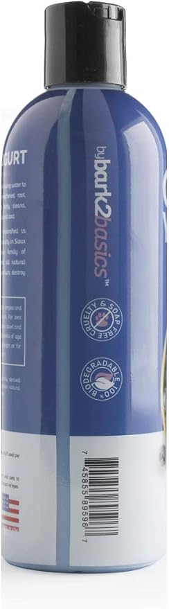 Bark2Basics Blueberry Greek Yogurt Shampoo, 16 oz - Protein Pet Shampoo, Natural Ingredients, Restores Moisture to Dry Coats, Soothes Dry Itchy Skin, 16:1 Concentrated, Professional | 16:1 Concentrate, Yogurt Protein Conditions and Restores Moisture, G...
