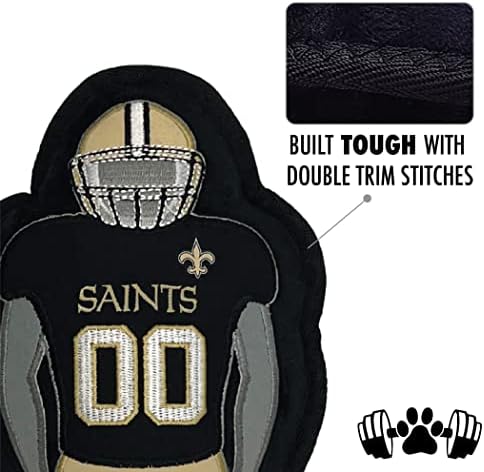 The 1st Ever Tough but Smooth Dog Toy NFL New Orleans Saints Football Athletes Player Tough Pet Toy. A Premium Quality Doggie Toy with Built-in Squeaker. Sports Fans Favorite Chew Toy