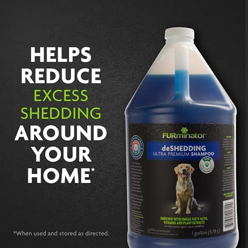 FURminator Ultra Premium deShedding Shampoo for Dogs, 1 gal | Reduces Excess Shedding, Helps Remove Wet Dog Smell, No Parabens or Dyes, Fresh Scent