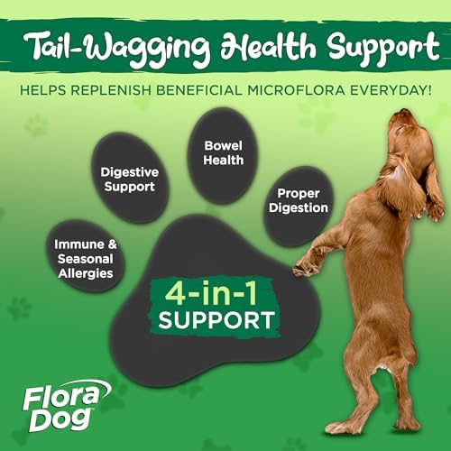 Vital Planet - Flora Dog Probiotic Powder Supplement with 20 Billion Cultures and 10 Strains, High Potency Immune and Digestive Support Probiotics for Dogs, 7.84 oz., 222 Grams, 60 Servings