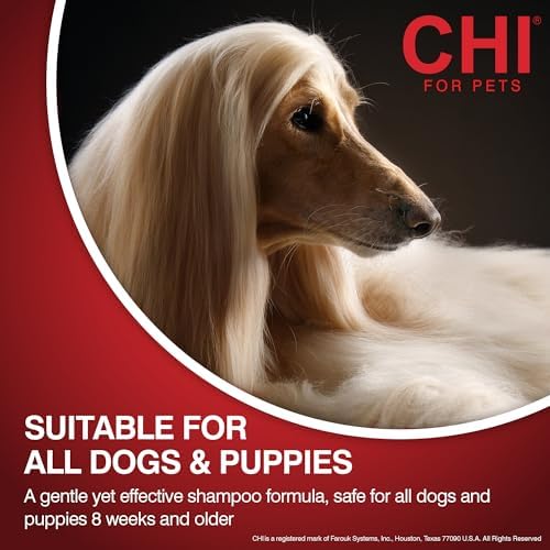 CHI for Dogs Deep Moisture Hydrating Dog Shampoo, 16 Fl Oz Bottle | Ionic technology, pH-balanced formula, hydrating, dry skin and soft shiny coat