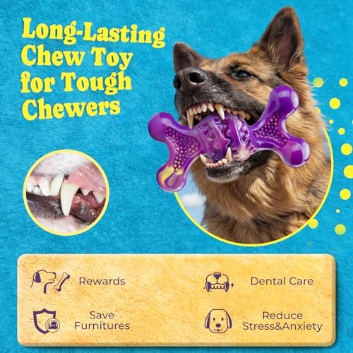 Kseroo 2 Pack Indestructible Dog Toys for Aggressive Chewers 30-120 lbs | Bacon Flavor Nylon Hard Dog Toys, Tough Dog Toys for Medium & Large Breeds, Durable Dog Chew Toys to Keep Them Busy
