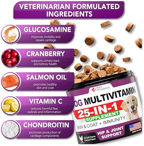 (2 Pack) Dog Multivitamin Chewable - 240 Ct - Dog Vitamins and Supplements | Senior & Puppy Multivitamin for Dogs - Pet Joint Support Health - Immunity - Mobility - Energy - 240 Chews - Made in USA