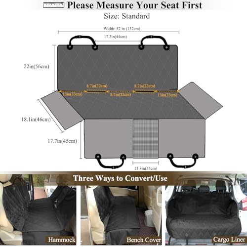 VIVAGLORY Dog Seat Cover Hammock - Black, Standard