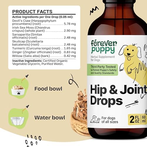 Forever Puppy Hip & Joint Drops for Dogs - Turmeric & Devil's Claw - 2 oz