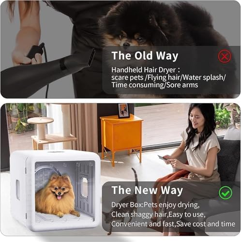 Automatic Pet Dryer Box ， Pet Dryer for Cats and Dogs Quick 360 Drying Hair Box