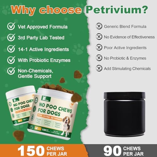 No Poo Chews - Coprophagia Deterrent for Dogs, No Poop Eating Deterrent for Dogs, Stopping Dog from Eating Poop Supplement with Probiotics & Digestive Enzymes, Duck Flavor