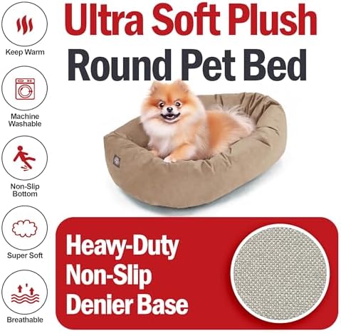 Majestic Pet Suede Calming Dog Bed, 24 Inch Small, Washable, Stone