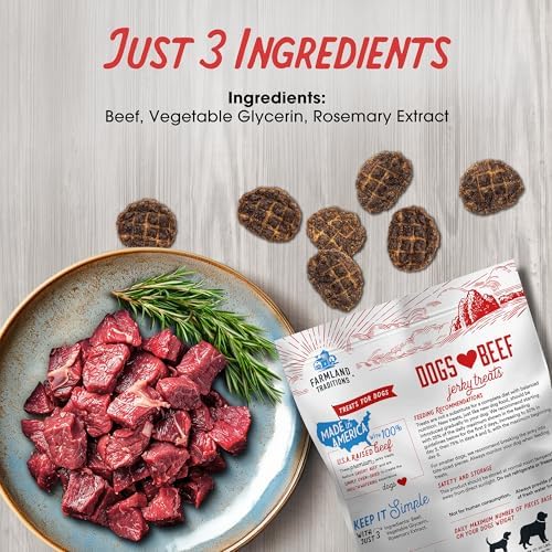 Farmland Traditions Dogs Love Beef Jerky Dog Treats with Only 3 Ingredients and No Fillers, 2.5 Pound (Pack of 2).