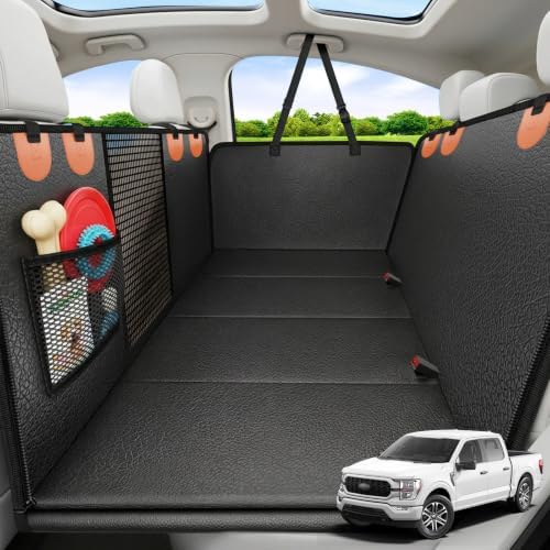 URPOWER PU Leather Hard Bottom Dog Seat Cover - Full-Size Crew Cab Trucks