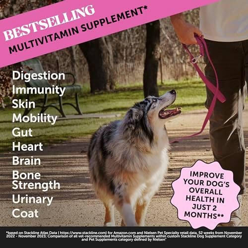 Omega 3 Fish Oil & Multivitamin Virtual Bundle: Wild Caught Omega 3 Supplement & Dog Vitamins with Glucosamine for Skin and Coat (32oz & Peanut Butter 90 ct)