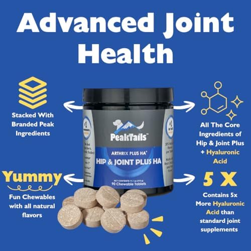Kala Health PeakTails Vet-Formulated Hip & Joint Plus HA for Dogs, 90 Count