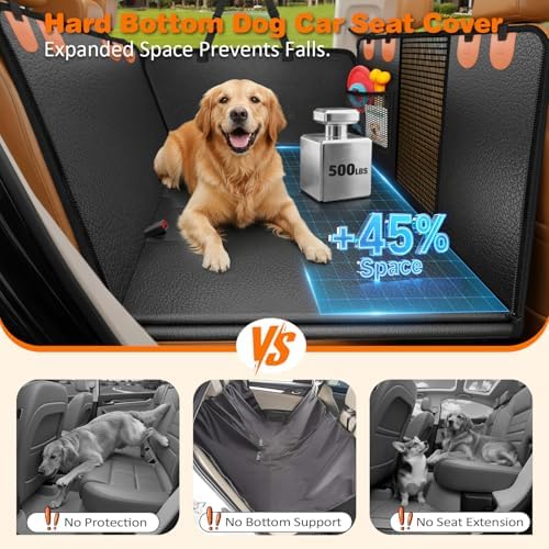 URPOWER PU Leather Hard Bottom Dog Car Seat Cover - Back Seat Extender