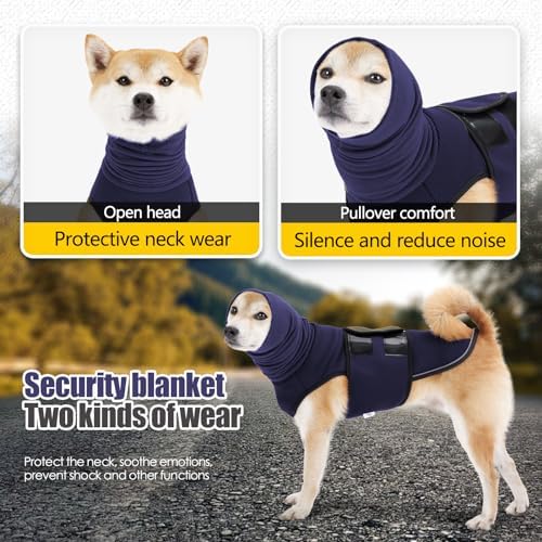 Dog Anxiety Vest,Pet Calming Hoodie Breathable Dog Anti-Anxiety Jacket for Thunder Fireworks and Separation,Blue XXXL