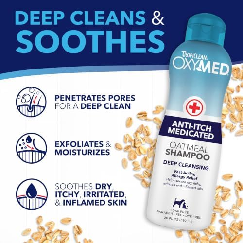 TropiClean OxyMed Medicated Dog Shampoo and Conditioner Set, 2 Pack | Skin-Soothing Oatmeal Formula | For Itchy Skin | Shampoo & Conditioner Set | For Dogs & Cats