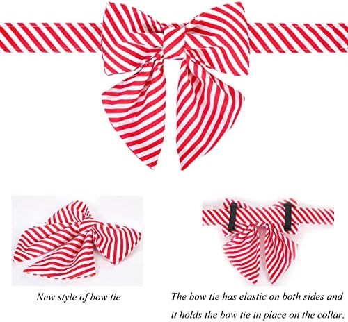 Lionet Paws Christmas Dog Collar with Bowtie - Cute Cotton Adjustable Festival Bowtie Dog Collar with Metal Buckle for Small Medium Large Dog Girl Boy Gift, XL, Neck 16-26in