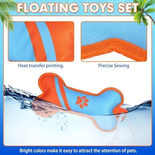 BINGPET Dog Pool Floating Toys, Bone Shaped with Rope, 2-Pack