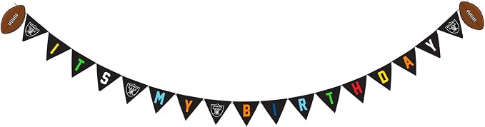 NFL LAS Vegas Raiders Dog Birthday Party Set 9pcs with 1 Football Bandana Small/Medium, 1 Banner, 1 Birthday Cake Toy & 6 B-Day Balloons, Dog Birthday Set, Costume, Fun Doggie Pawty Accesories