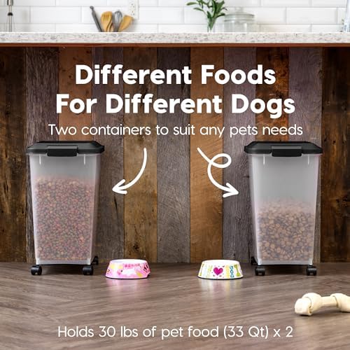 IRIS USA Dog Food Storage Container, 2-Pack, Up to 54 lbs, Black