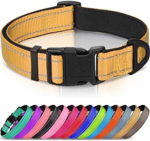 Joytale Reflective Dog Collar, Adjustable Neoprene Padded, Khaki XS
