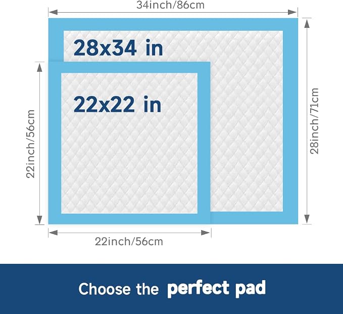 Quilocare 100PCS 28” x 34” Puppy Pads, Super Absorbent Leakproof Quick Drying Puppy Pee Pads for Dogs, Extra Large Disposable Dog Training Pads