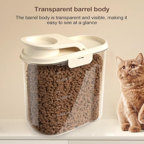 Dog Food Storage 2L Airtight Anti-Moisture Dust-Proof, 2L, Khaki